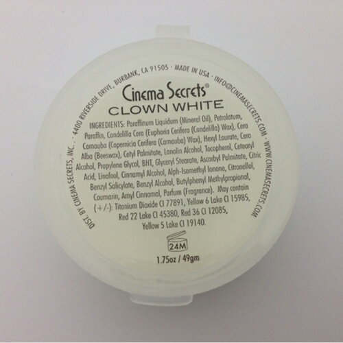 クリームメイクアップ クラウンホワイト Cream Makeup Clown White 1.75oz/52.5g CC502 | 白塗り ライニングカラー ドーラン フェイスペイント コスプレ ハロウィン パーティー 仮装 特殊メイク