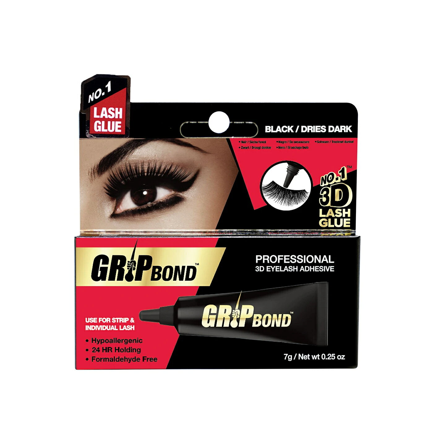 【EBIN】グリップボンド / ブラック チューブ - つけまつげ用接着剤（チューブタイプ） GBEA7 GRIP BOND : EYELASH ADHESIVE - TUBE / BLACK 【EBIN】グリップボンド / ブラック チューブ - つけまつげ用接着剤（チューブタイプ） GBEA7 ブラックカラーの、チューブタイプのつけまつげ用接着剤 超強力のりで一日中しっかりとホールドし、まつ毛が浮き上がる心配がありません。 敏感肌にも優しい低アレルギー性で、ホルムアルデヒドを含まず安心です。 【特徴】 ・シリコン製へらタイプ ・アイラインいらずのブラックカラー ・ホルムアルデヒドフリー ・1 日中しっかりホールド その他のつけまつげ用接着剤はこちらをご覧ください。 EBIN商品はこちらの一覧をご覧ください。 【注意事項】 モニターの発色の具合によって実際のものと色が異なる場合がございます。 ※すべての商品は化粧品ではありません。スペシャルメイクアップ商品です。