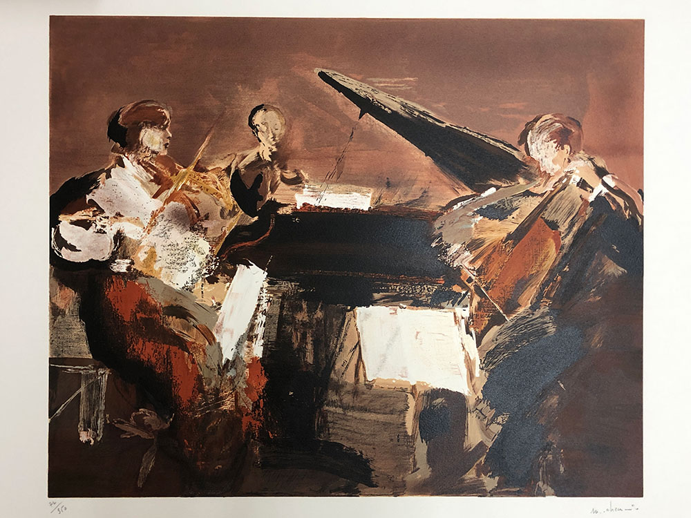 絵画　リトグラフ　M chemin　「Trio Concert」