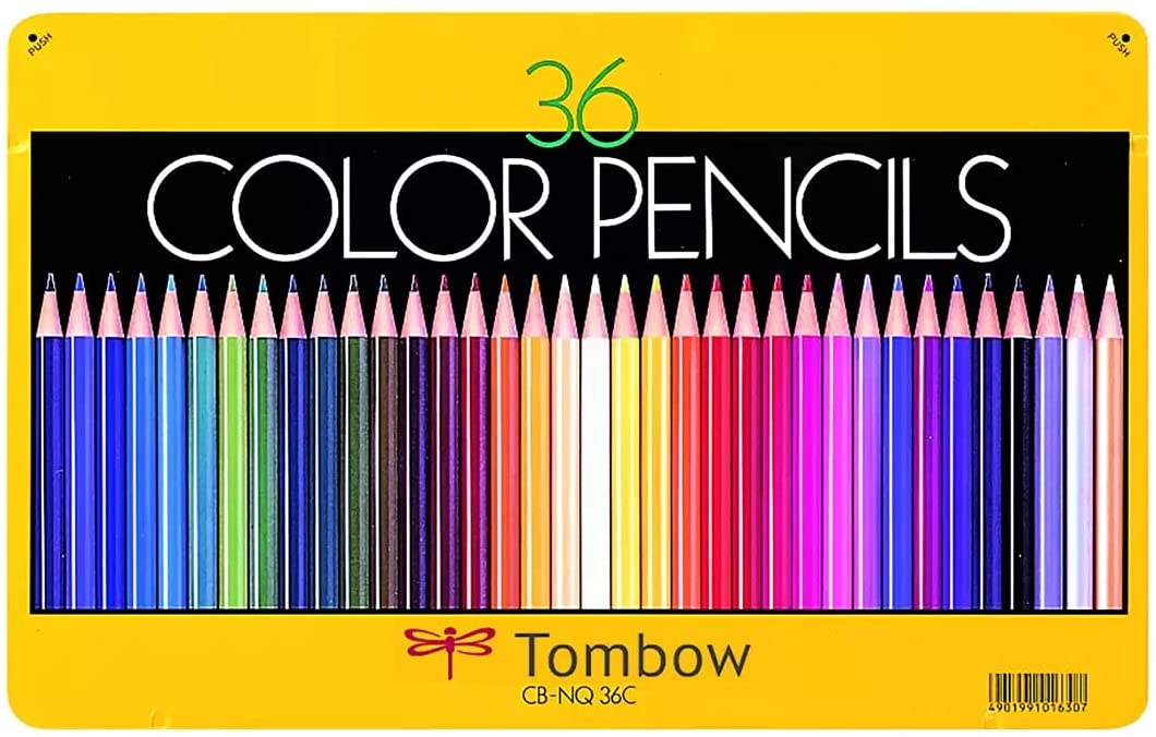 トンボ 色鉛筆 36色 缶入り CB-NQ36C カラーペン 画材 美術 お絵かき 塗り絵 筆記具 文房具 鉛筆