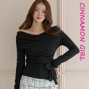 【全3色】タイセットオフショルダー長袖カットソー アイボリー ピンク ブラック 【off-j022111top】( mja )(250226)シナモンガール Cinnamon Girl 超ミニ マイクロミニ 韓国 胸元 セクシー cinnamongirl レディース