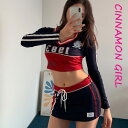 【全1色】ミニ丈トップ スコート ネイビー【1983-0470set】(zon )(250225)シナモンガール Cinnamon Girl 超ミニ マイクロミニ 韓国 胸元 セクシー cinnamongirl レディース