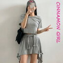 《新作10%OFF 7/16(水) 11:59迄》【セット商品】【全3色】半袖トップ×ショートパンツセット アイボリー グレー ブラック【250708set1】( sin )(250707)シナモンガール Cinnamon Girl 超ミニ マイクロミニ 韓国 胸元 セクシー cinnamongirl レディース