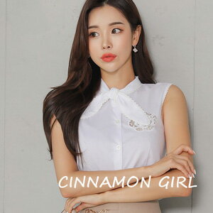 楽天CINNAMON GIRL【夏♪新作】【全1色】ノースリーブリボンブラウス　アイボリー　S/M【dei-0719top】（vdh）（0802）シナモンガール Cinnamon Girl 超ミニ マイクロミニ 韓国 胸元 セクシー cinnamongirl レディース シースルー