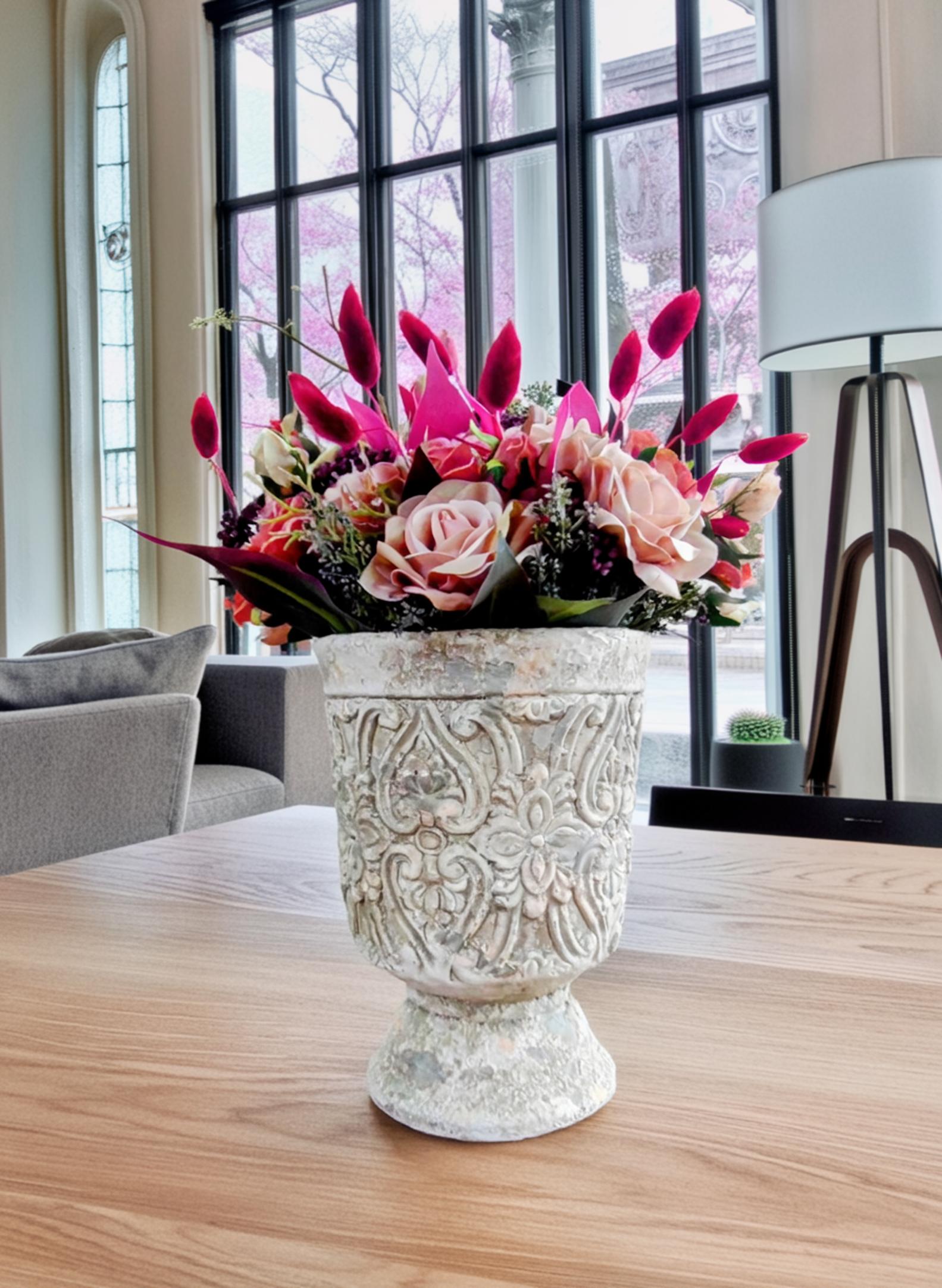 秋 フラワーアレンジメント ディスプレイ ギフト プレゼント ボルドーカラー アレンジメント 豪華 エレガント 造花 秋のフラワーアレンジメント 大きなアレンジメント