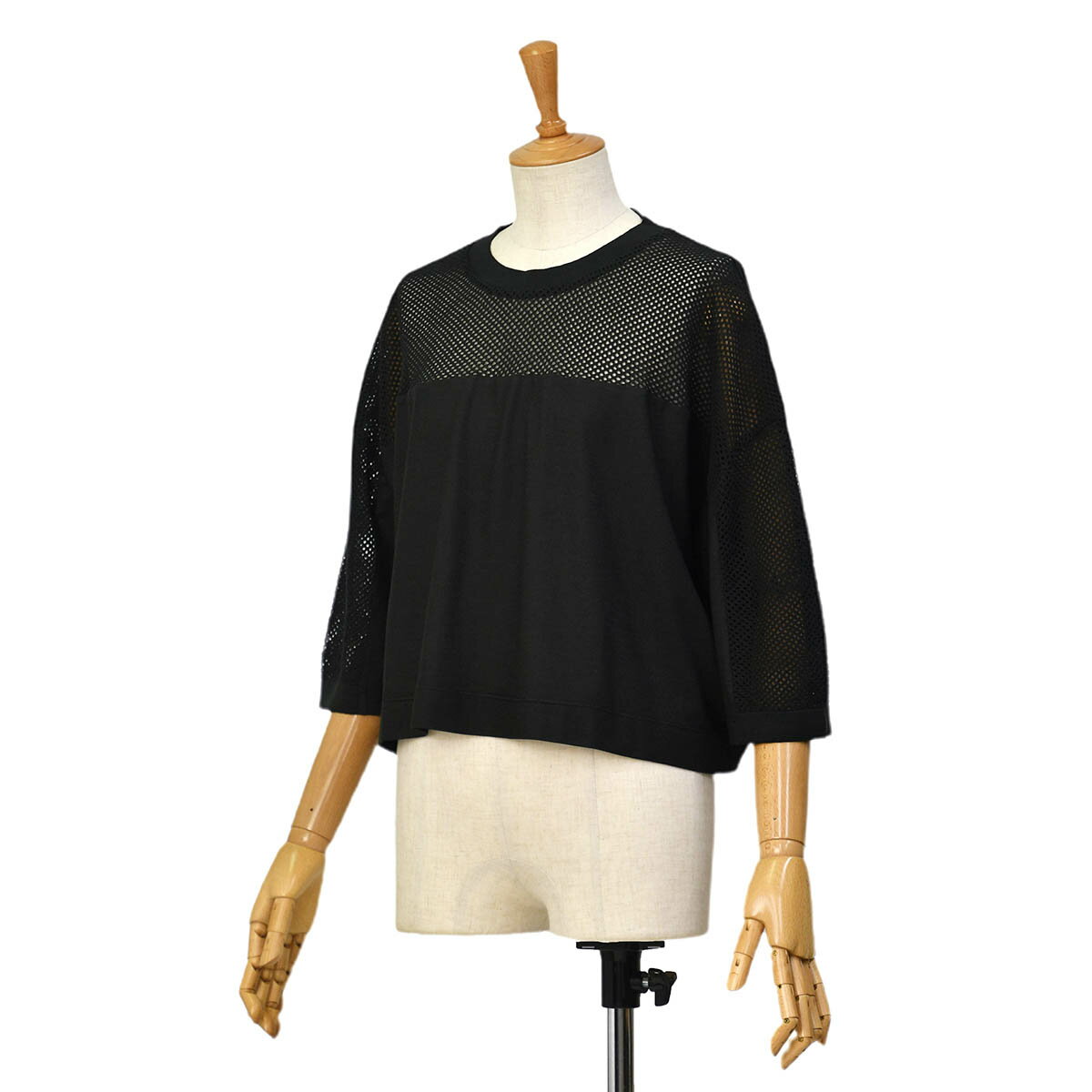 【FINAL SALE】【sizeS】SCAGLIONE【スカリオーネ】メッシュハーフスリーブカットソー DMJ112 001 BLAC..