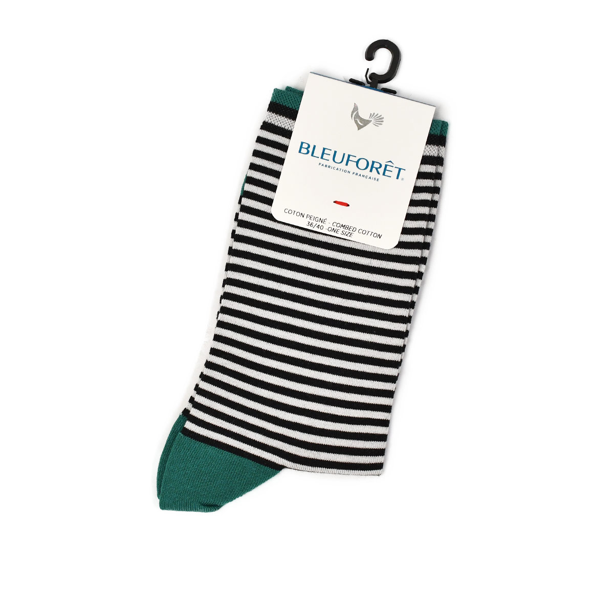 BLEU FORETボーダー靴下 6537 RAYURES 4211000118 097 black コットン ナイロン ブラック