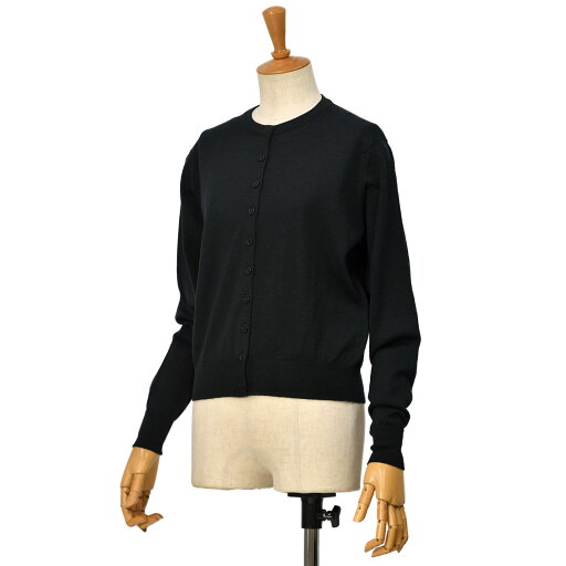 JOHN SMEDLEY【ジョンスメドレー】クルーネックカーディガン 30G A4781 01 BLACK / SNOW WHITE ウール ブラック JOHN SMEDLEY【ジョンスメドレー】クルーネックカーディガン 30G A4781 01 BLACK / SNOW WHITE ウール ブラック