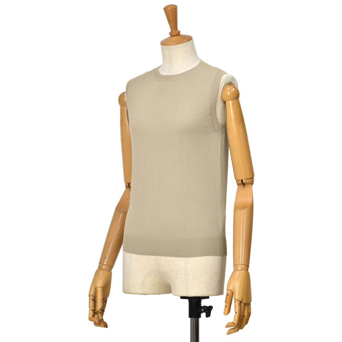 SCAGLIONE【スカリオーネ】ノースリーブニット DPC079 104 GESSO コットン トープ