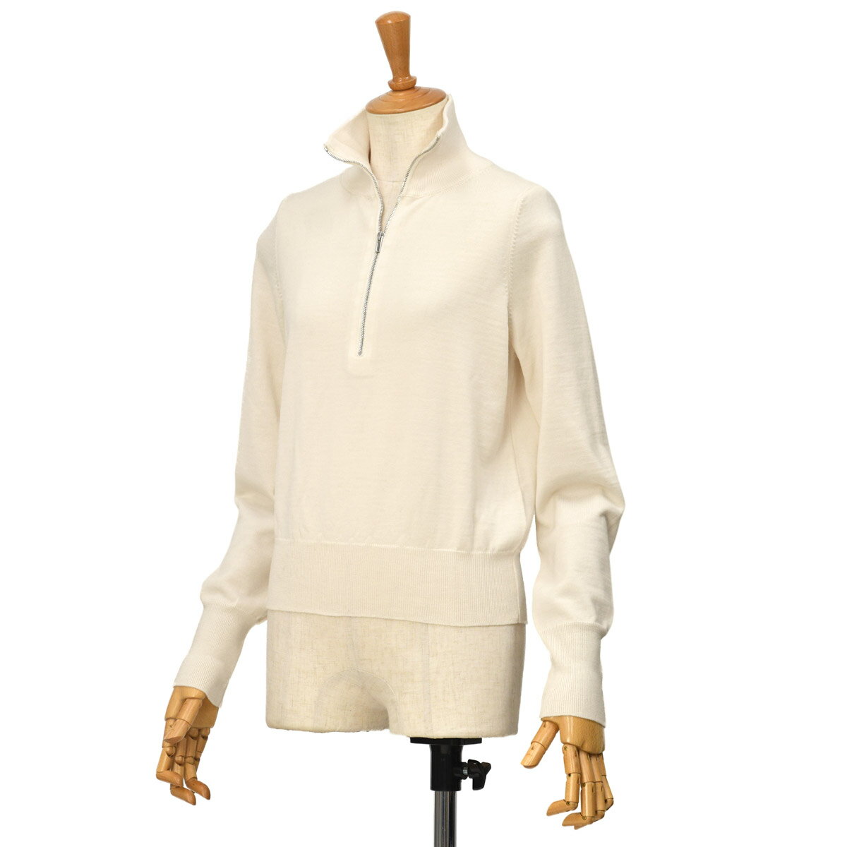 SCAGLIONE【スカリオーネ】ハーフジップニット DRM091 102 MERINGUE ウール オフホワイト
