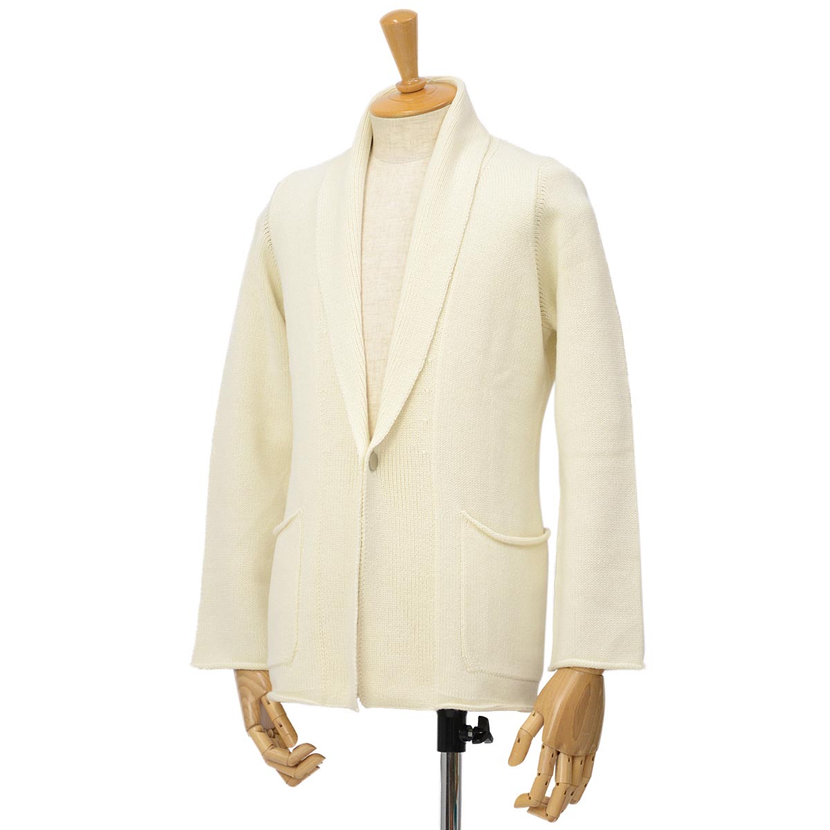 MOTHER HAND artisan【マザーハンド アルチザン】ラウンジニットジャケット ANTWERPEN MHa 13-CA ECRU ウール エクリュ