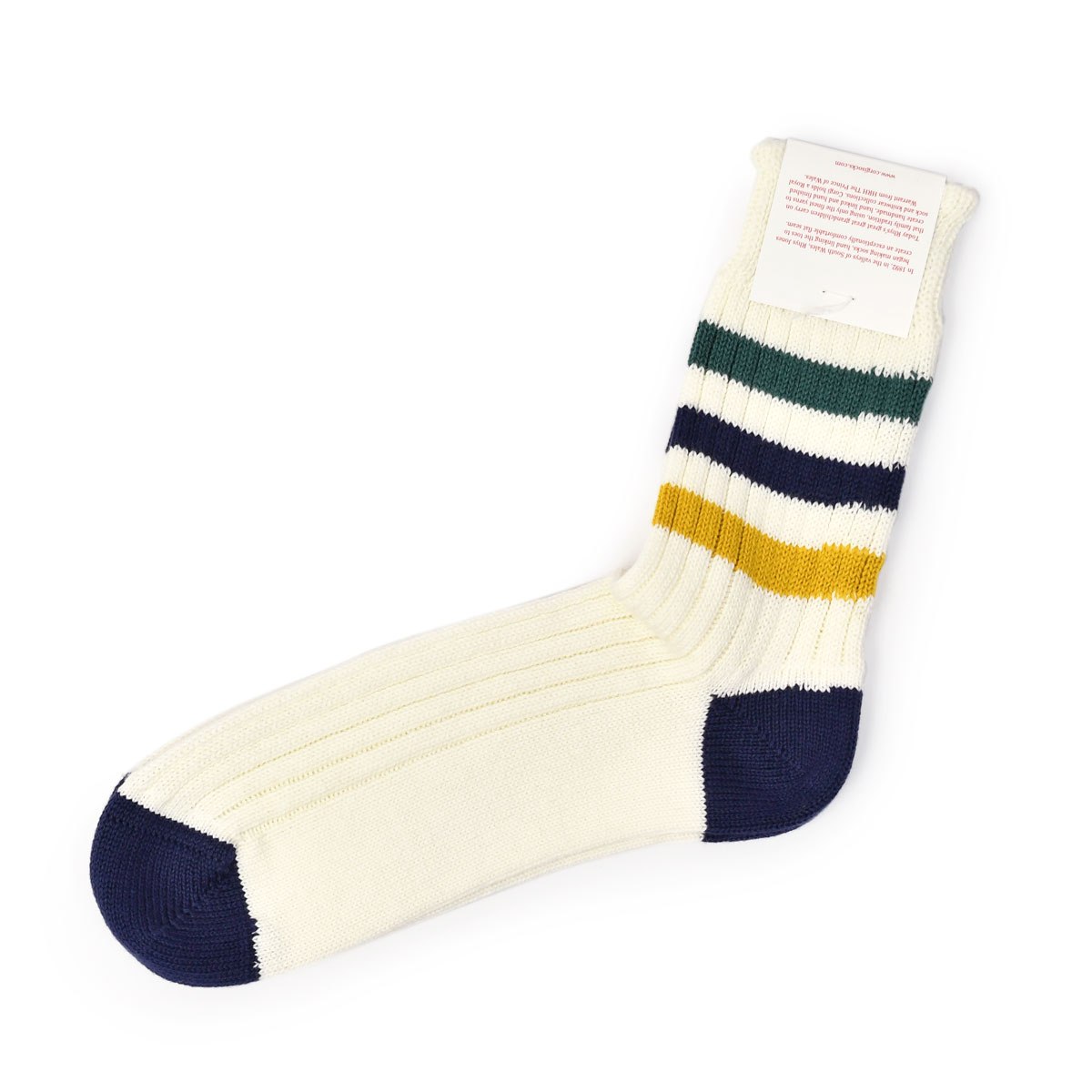 CORGIショートソックス靴下 80-40-2229 SHORT SOCKS コットン 厚手 WHITE GREEN YELLOW ホワイトグリーンイエロー