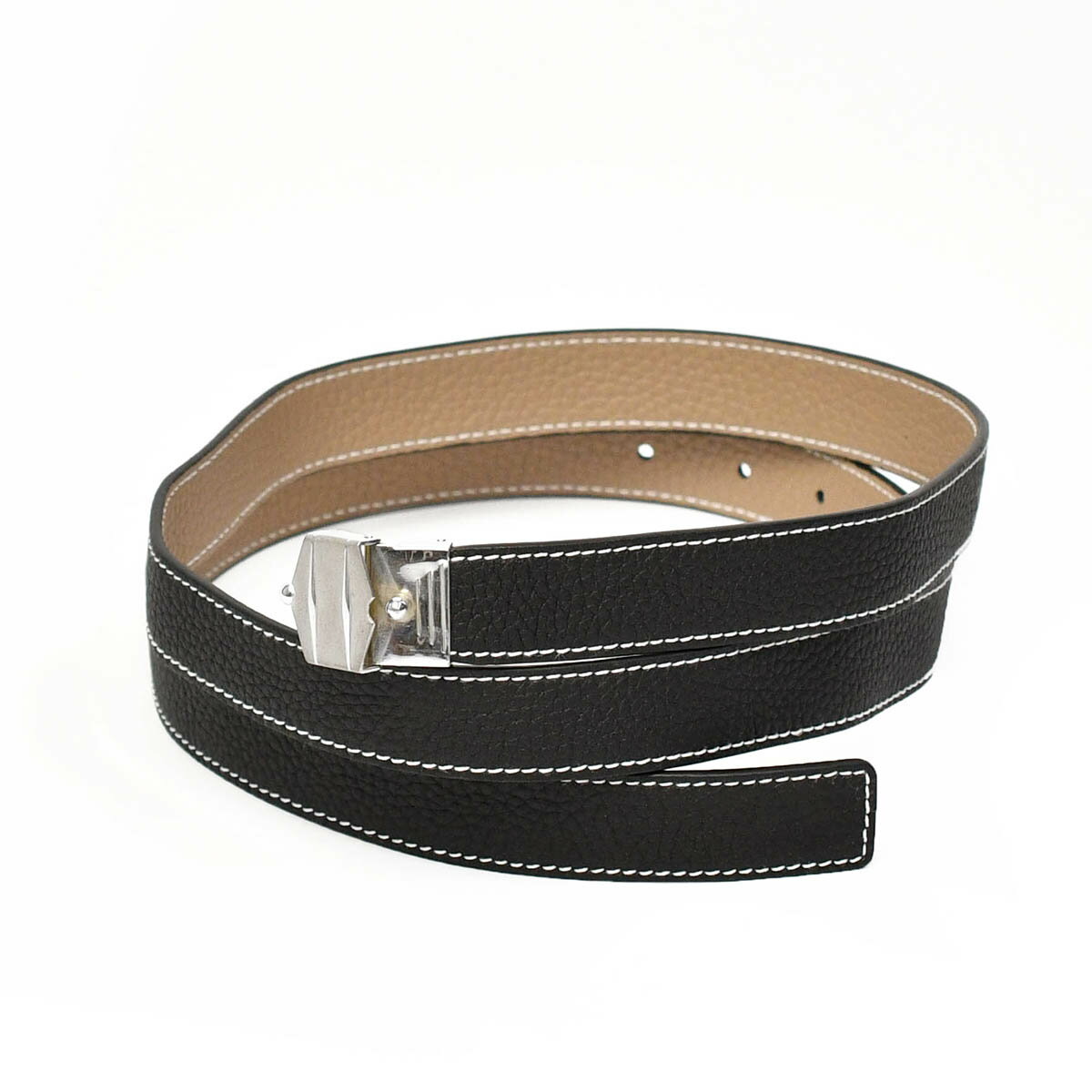 楽天Cinq essentielil micio【イル・ミーチョ】リバーシブルレザーベルト BELT 10/VENTI DUE BULL NOIR/TOTORA レザー ブラック トープ