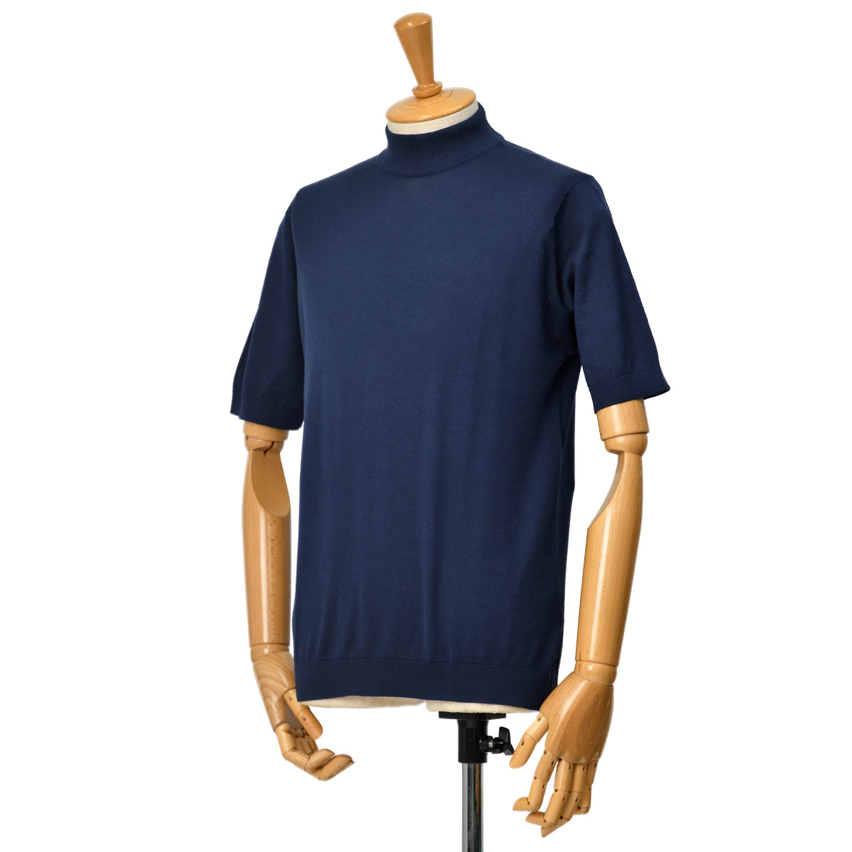 JOHN SMEDLEY【ジョンスメドレー】モックネックニット 30G S4627 FRENCH NAVY コットン ネイビーブルー