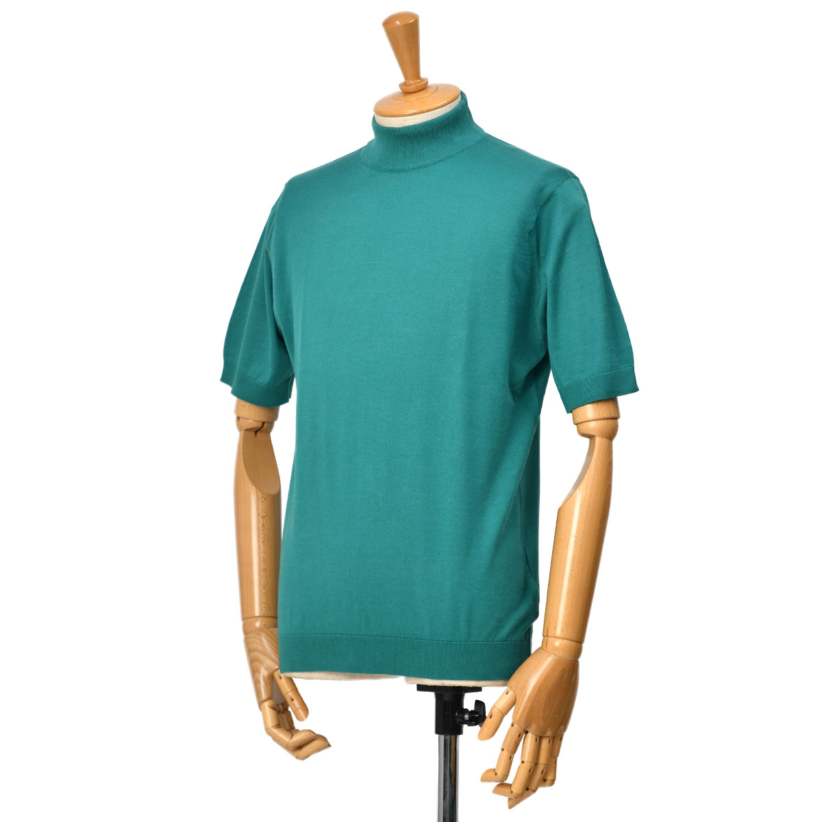 JOHN SMEDLEY【ジョンスメドレー】モックネックニット 30G S4627 ATOLL TEAL コットン ターコイズ