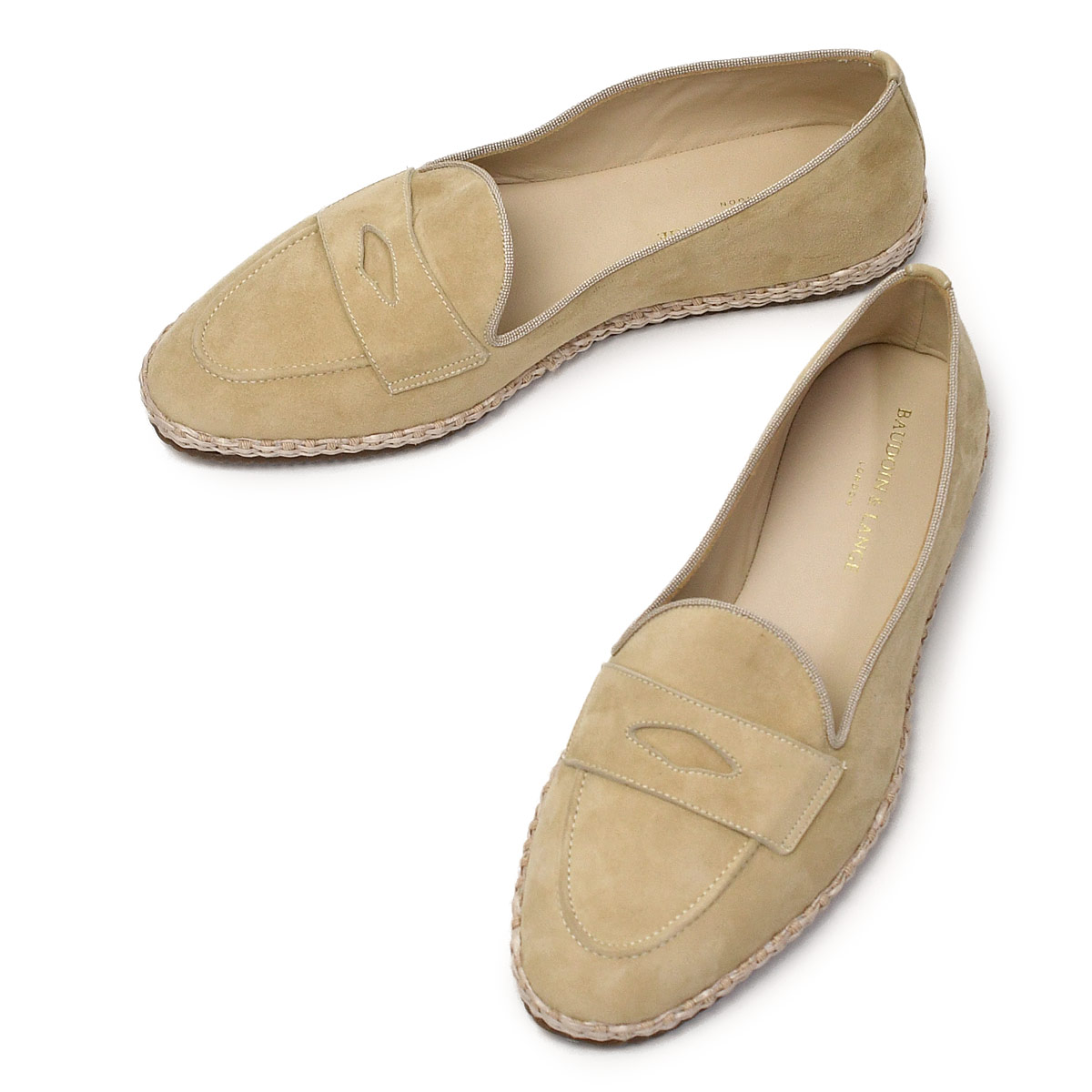 Baudoin&Lange【ボードゥイン&ランジ】Banus Loafer エスパドリーユコインローファー スエード ベージュ