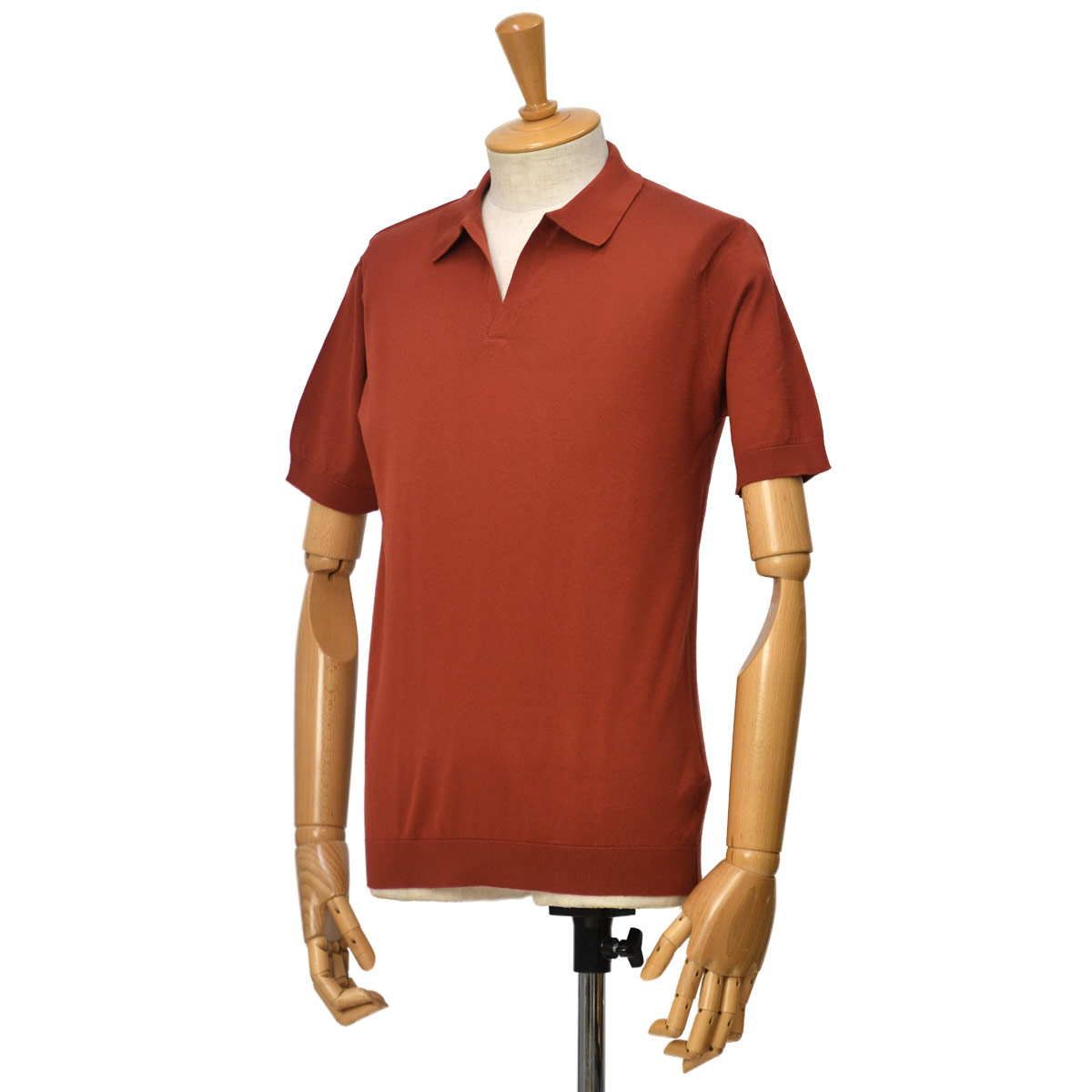 JOHN SMEDLEY【ジョンスメドレー】スキッパーニット 30G MODERN FIT BAKED RED コットン テラコッタ