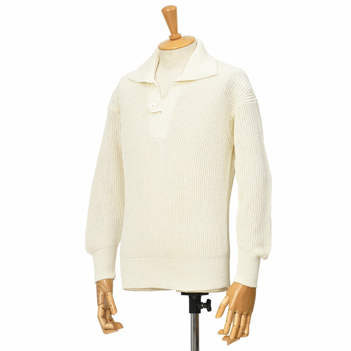 roberto collina【ロベルト コリーナ】ローゲージスキッパーニットRB45115 NATURALE コットンナイロン オフホワイト