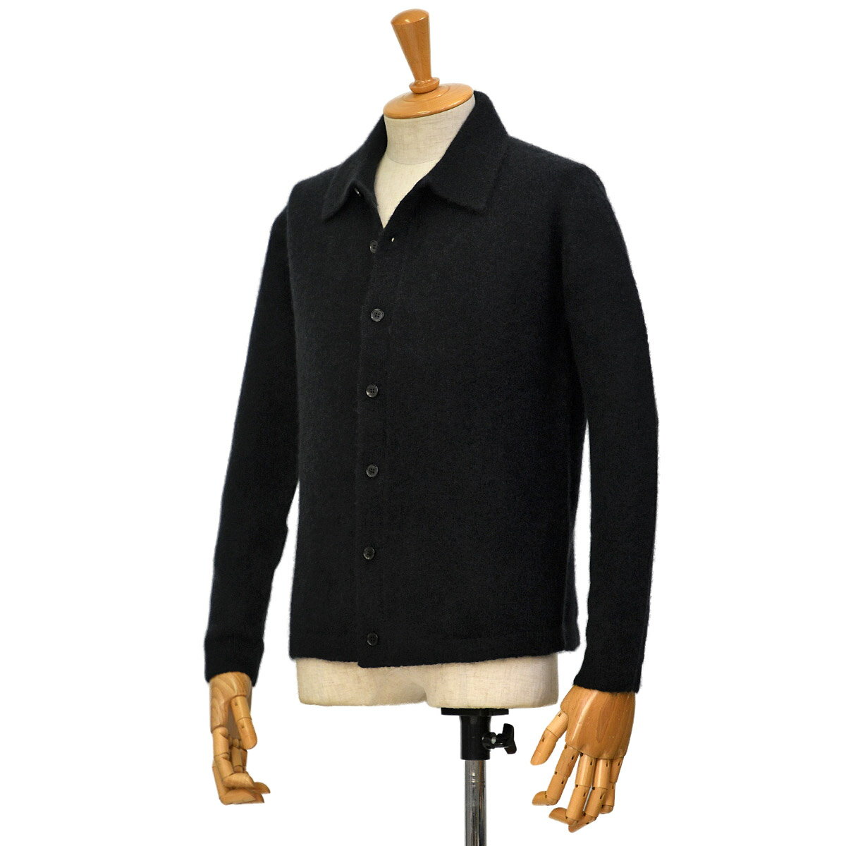 roberto collina【ロベルト コリーナ】襟付きカーディガン 32005 NERO カシミヤ シルク ポリエステル ブラック