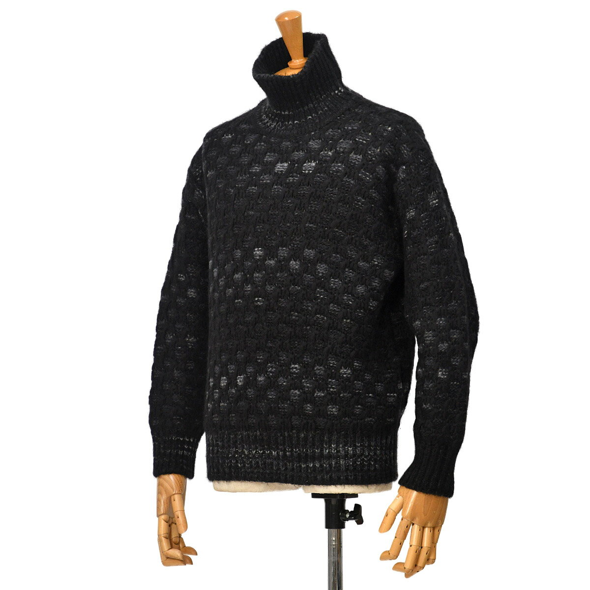 roberto collina【ロベルト コリーナ】モックネックニット 46006 NERO GRI アルパカ ウール ポリアミド ブラック グレー