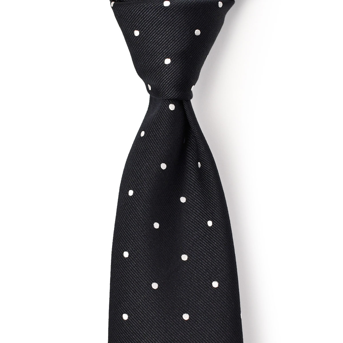 Atto Vannucci【アットヴァンヌッチ】ネクタイ PRP115 セッテピエゲ シルク ドット ブラック