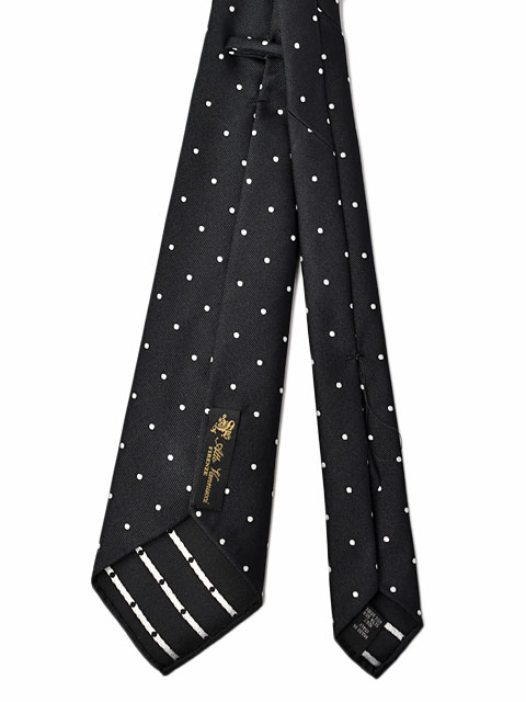 Atto Vannucci【アットヴァンヌッチ】ネクタイ PRP115 セッテピエゲ シルク ドット ブラック