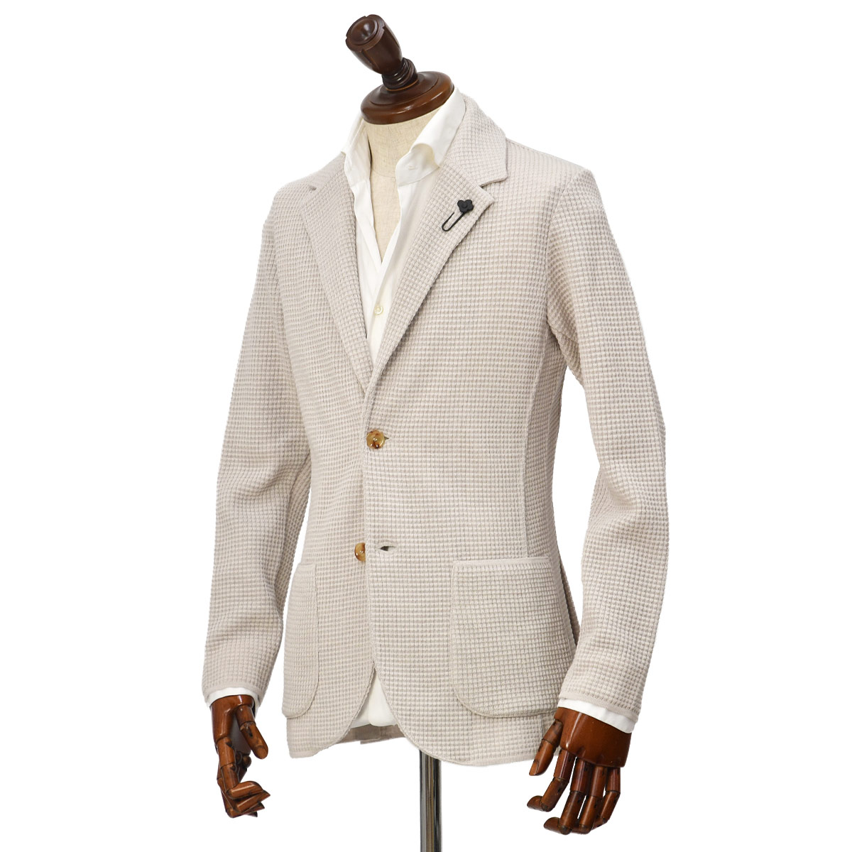 LARDINI【ラルディーニ】ニットジャケット LJM56J IV63001 150 ウール ワッフル ベージュ