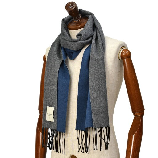 PIACENZA【ピアチェンツァ】リバーシブルマフラー MIRROR 82249/44 291 シルク カシミヤ ライトグレー×ブルー PIACENZA【ピアチェンツァ】リバーシブルマフラー MIRROR 82249/44 291 シルク カシミヤ ライトグレー×ブルー
