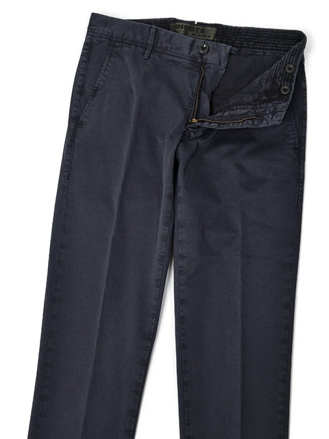 INCOTEX SLACKS【インコテックス スラックス】ノープリーツパンツ 17S100 9664A 827 コットン ストレッチ ガーメントダイ ネイビー