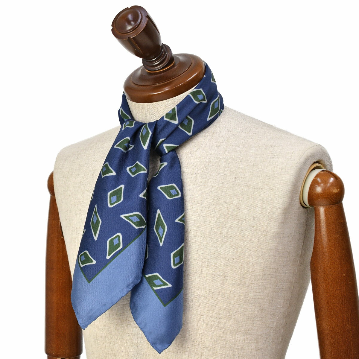 PAOLO ALBIZZATI【パオロアルビザッティ】ネッカチーフ BA2065 1 シルク ダイヤモンド ブルー
