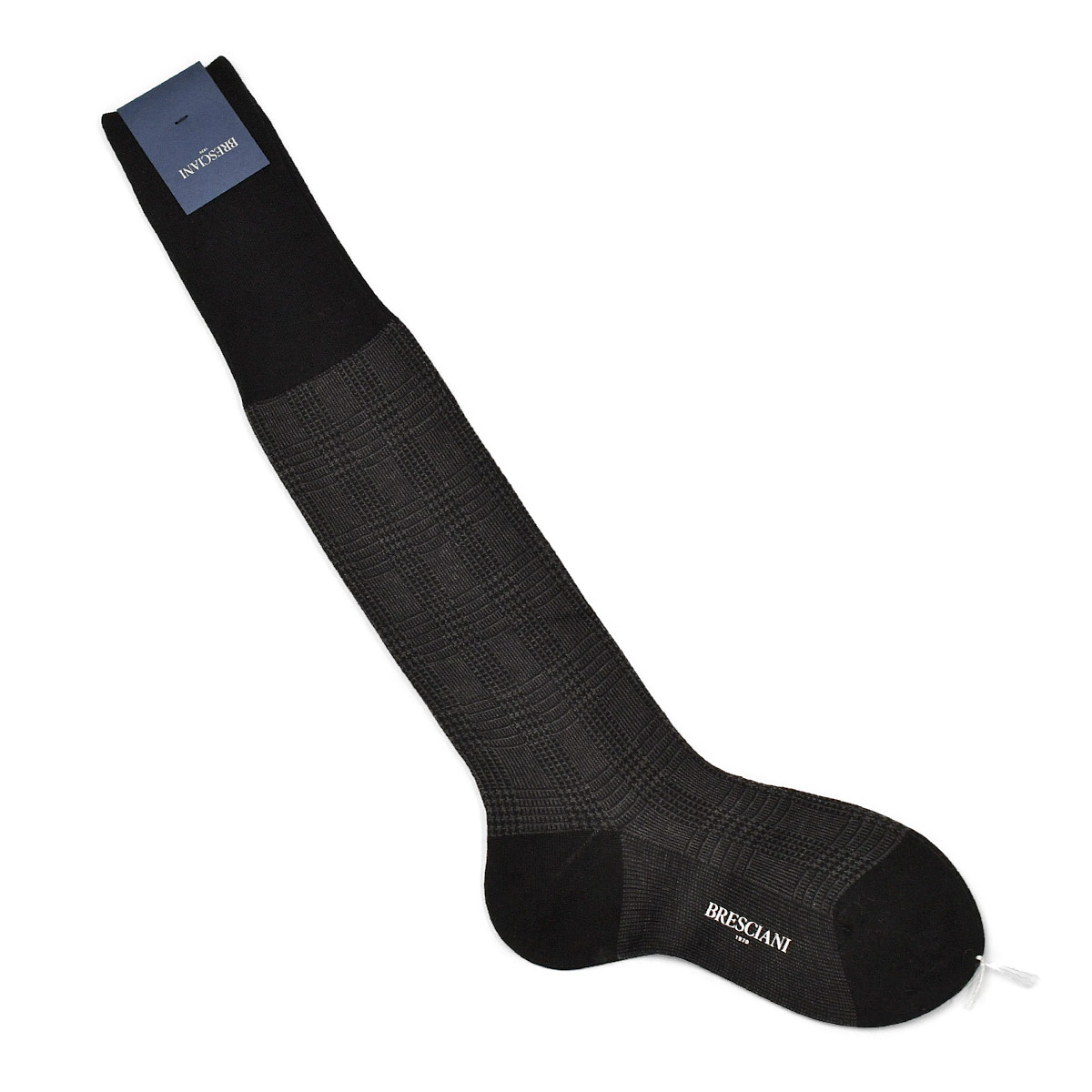 BRESCIANI【ブレッシアーニ】ロングホーズソックス ML034JQ1344 14 コットン グレンチェック ブラック