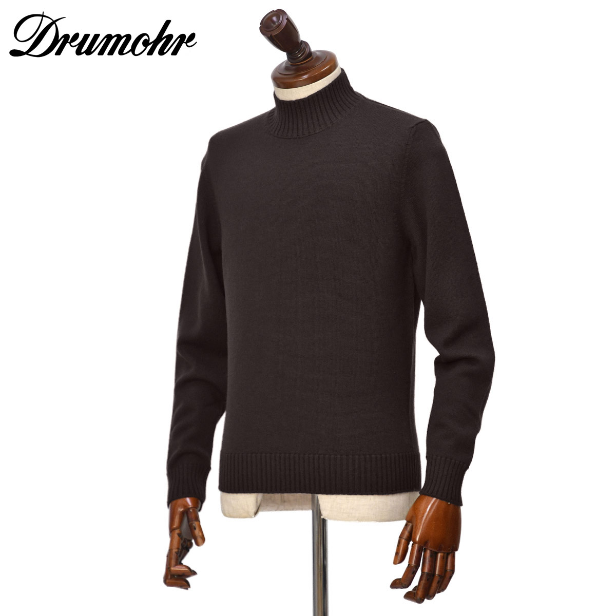 【最大5,000円オフクーポン】Drumohr【ドルモア】ミドルゲージモックネック D7M144 D03 599 メリノウール 8G ディープセピア