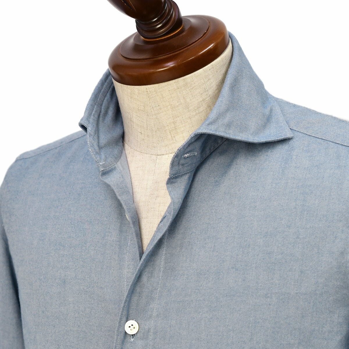 【最大5,000円オフクーポン】Finamore【フィナモレ】シャツ PIERO BALI A5061 10 コットン フランネル ツイル ブルー