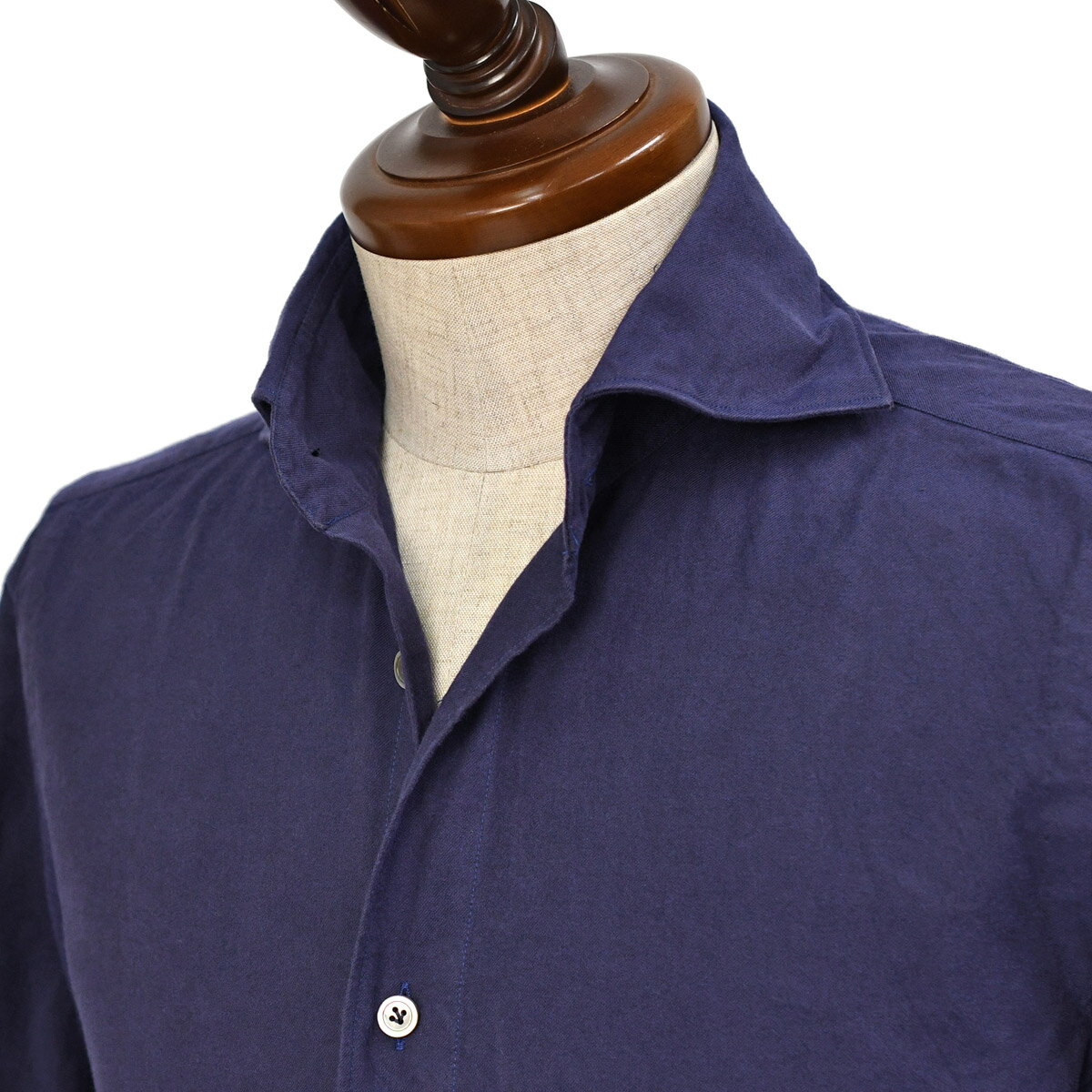 【最大5,000円オフクーポン】Finamore【フィナモレ】シャツ PIERO BALI A5061 14 コットン フランネル ツイル ネイビー