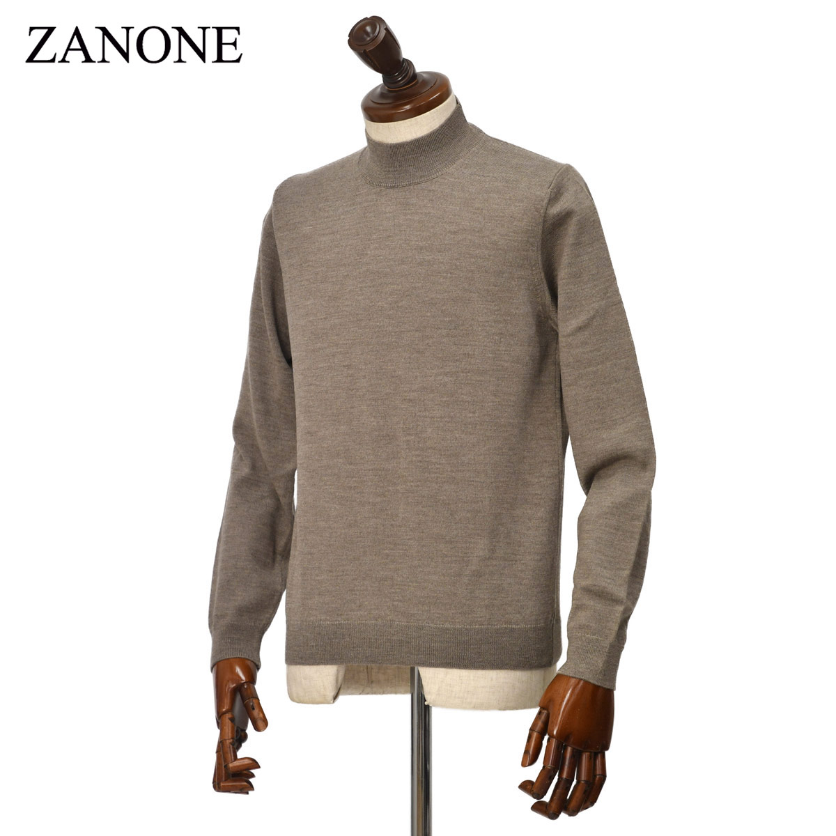 【3/18(水)20：00～ ポイント5倍】ZANONE【ザノーネ】モックネックニット 810138 ZR274 Z2873 ウール 12G グレージュ