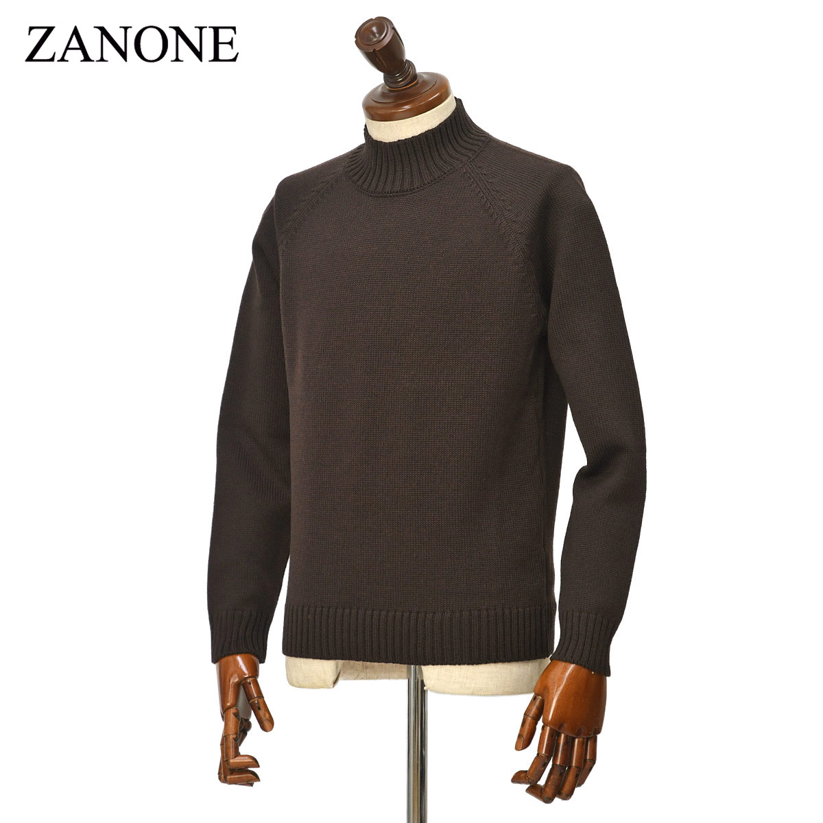 ZANONE【ザノーネ】モックネックニットLUPO RAG 810188 ZR229 Z1991 ウール 5G ブラウン