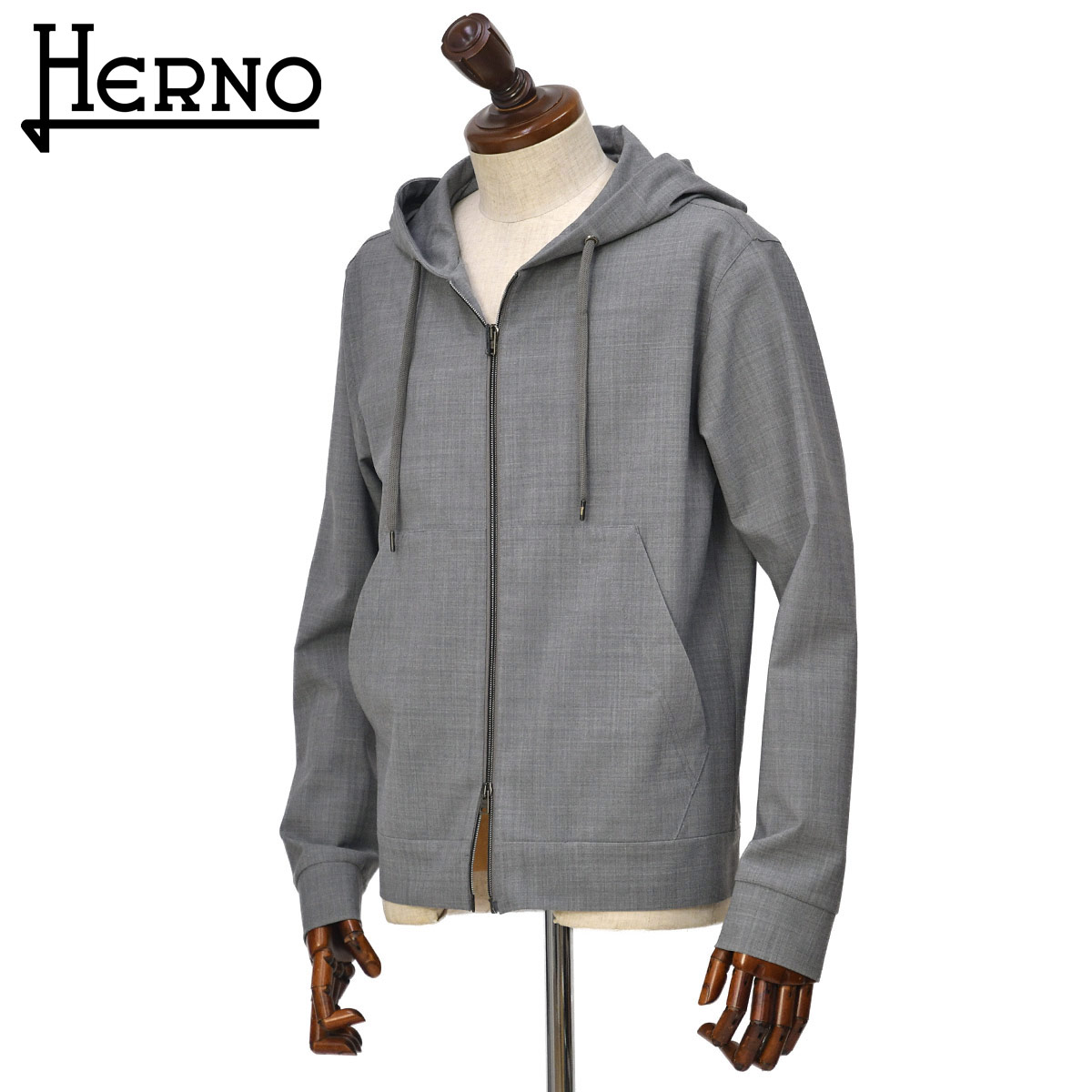 Rakuten - 【FINAL SALE】HERNO【ヘルノ】フーデッドブルゾン GI000481U 12678 99439 ポリエステル ヴァージンウール ストレッチ グレー