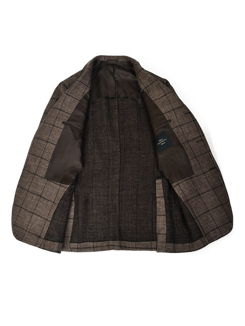 TITO ALLEGRETTO【ティト アレグレット】シングルジャケット 304D TA-05-251-013 23C030-GQM リネン ヴァージンウール ウィンドーペーン ブラウン×ブラック