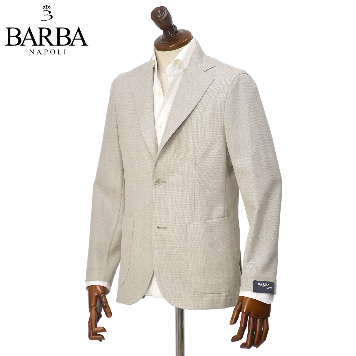 Rakuten - 【6/4(木)20：00〜 最大5,000円オフクーポン】BARBA【バルバ】シングルジャケット EASY J1 53079 18 ウール ホップサック ベージュ