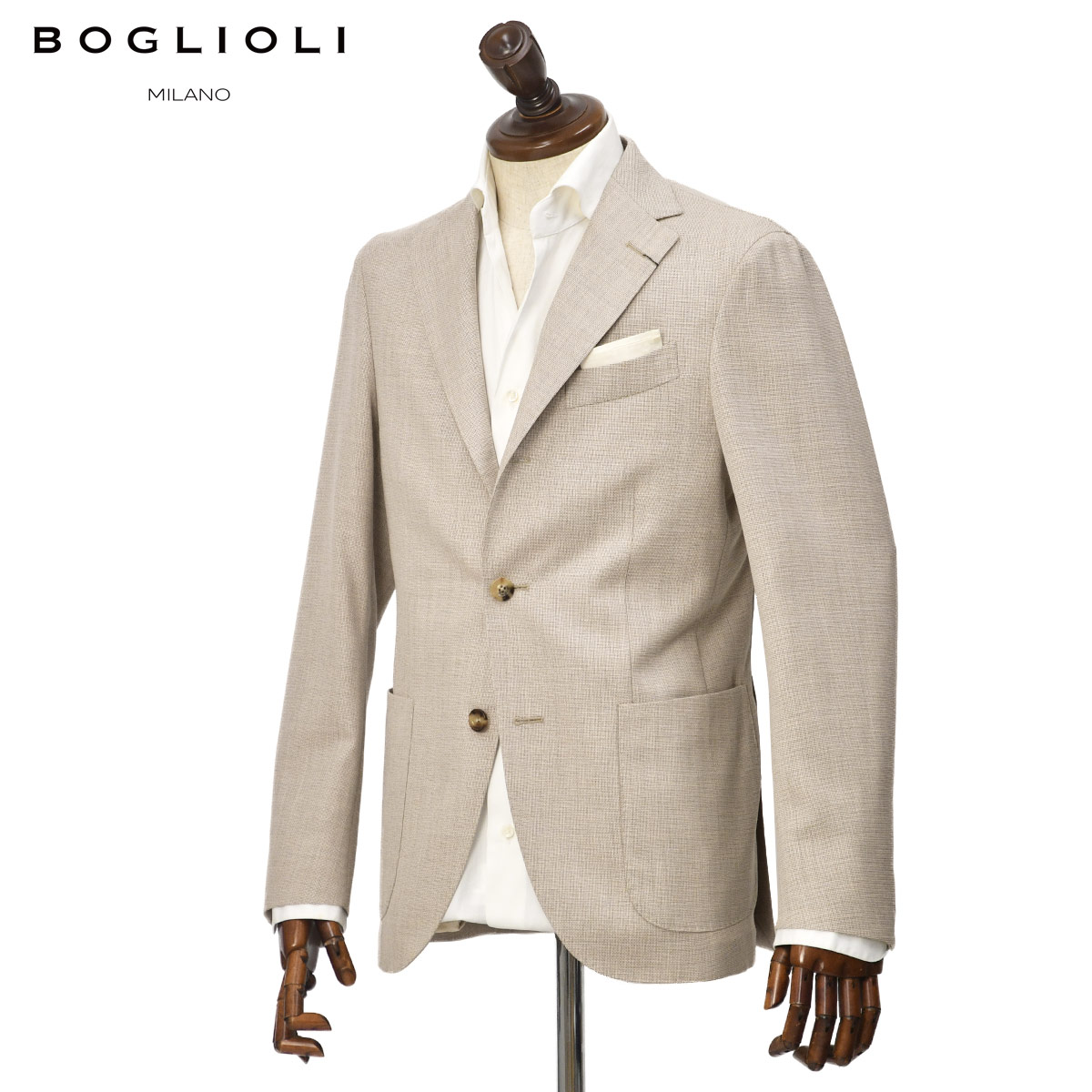 Rakuten - BOGLIOLI【ボリオリ】シングルジャケット DOVER W2902E SA0534 260 ドーヴァー ヴァージンウール ホップサック ベージュ