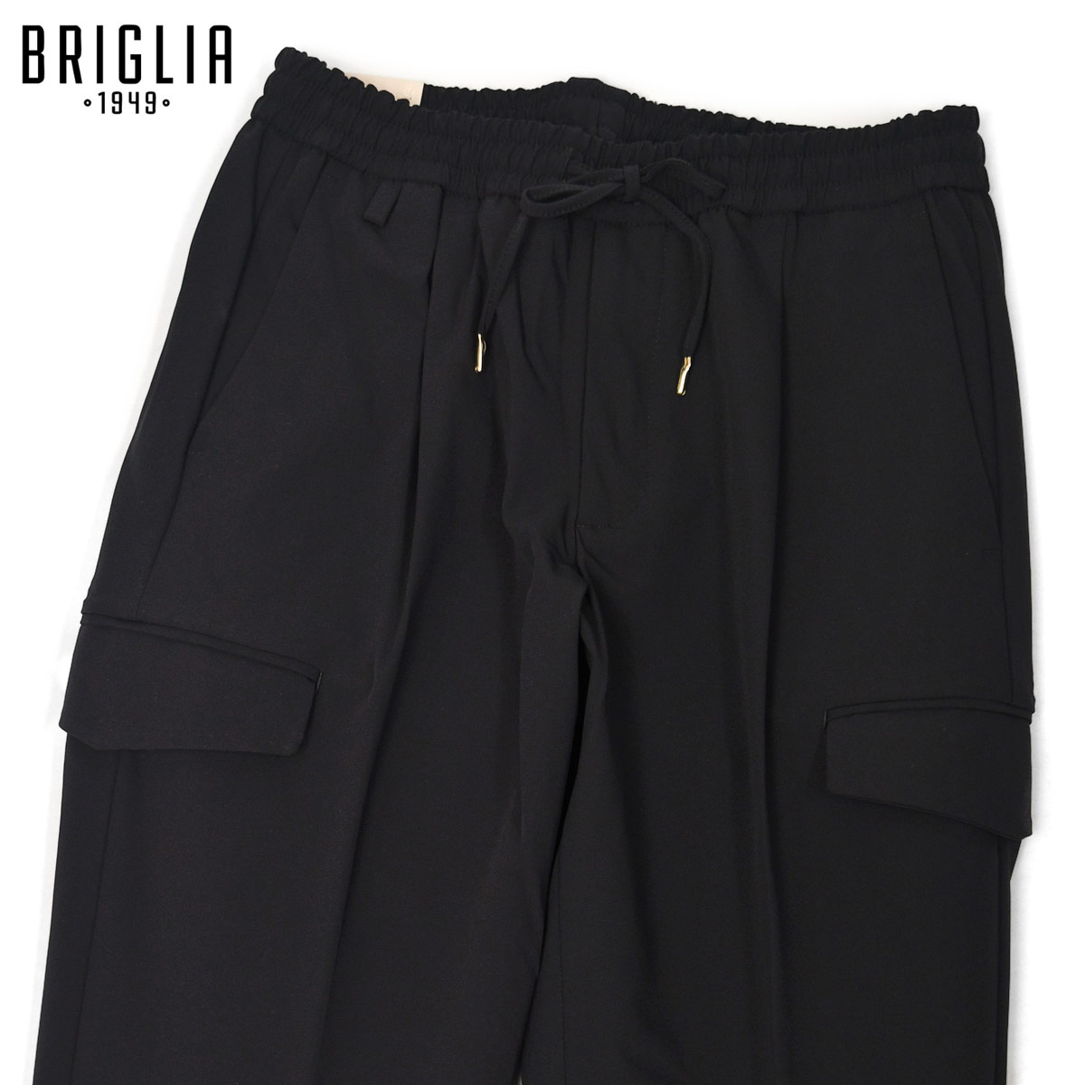 Cargo Pants - 【最大5,000円オフクーポン】BRIGLIA1949【ブリリア1949】ワンプリーツ イージーカーゴパンツ MONTPELLIER 300162 10 ナイロン ポリウレタン ブラック