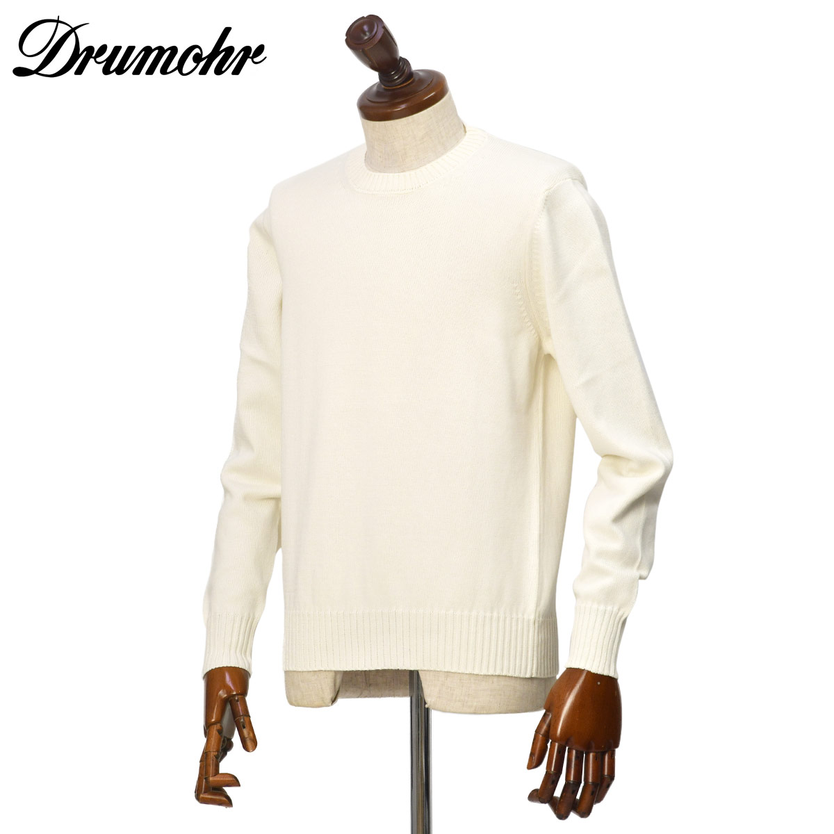 【3/18(水)20：00～ ポイント5倍】Drumohr【ドルモア】クルーネックニット D8Z103 D06 120 コットン 8G ミルクホワイト