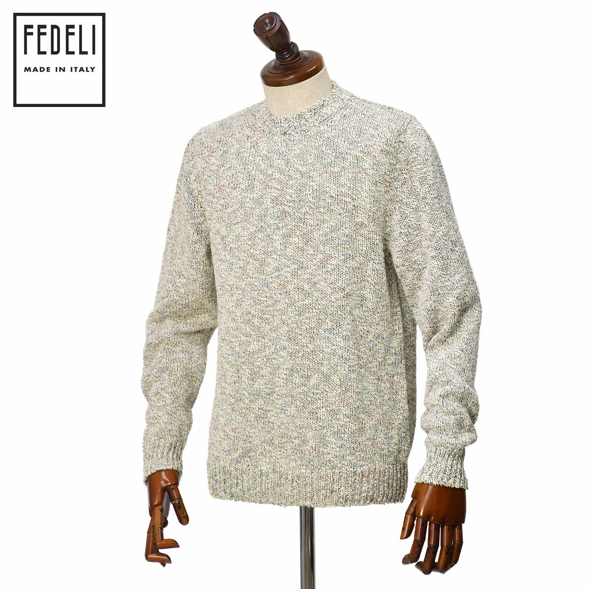 FEDELI【フェデーリ】ローゲージクルーネックニット ARGENTINA ML LINUX 1 アイスミックス