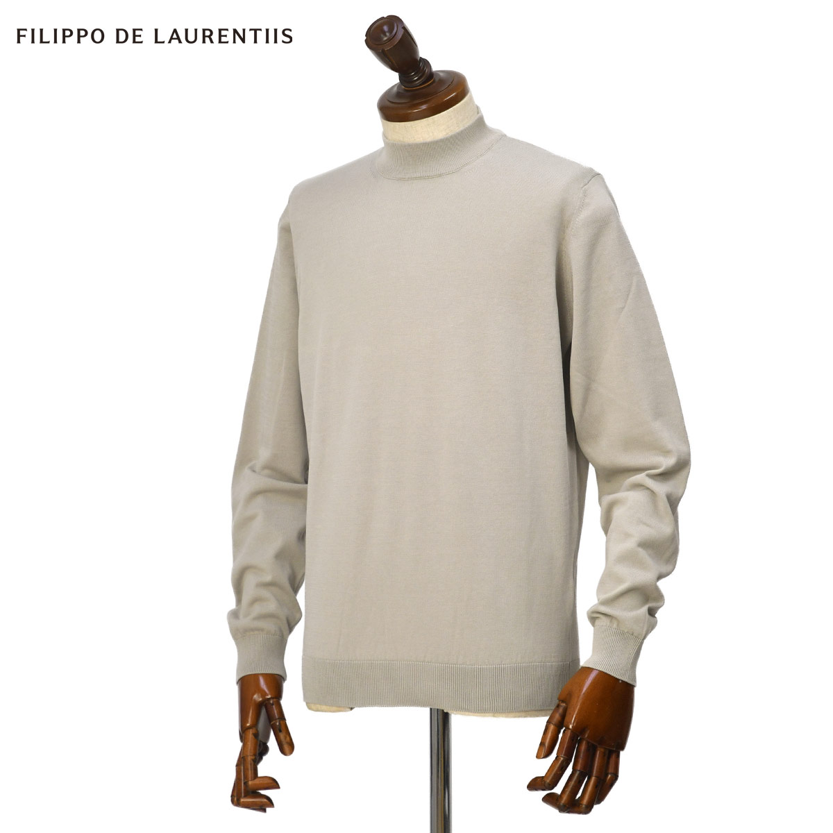 Rakuten - 【6/4(木)20：00〜 最大5,000円オフクーポン】FILIPPO DE LAURENTIIS【フィリッポ デ ローレンティス】モックネックニット LU1ML20 902 コットン 14G オイスター
