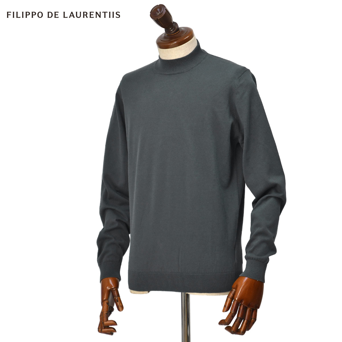 Rakuten - 【6/4(木)20：00〜 最大5,000円オフクーポン】FILIPPO DE LAURENTIIS【フィリッポ デ ローレンティス】モックネックニット LU1ML20 970 コットン 14G スレートグレー