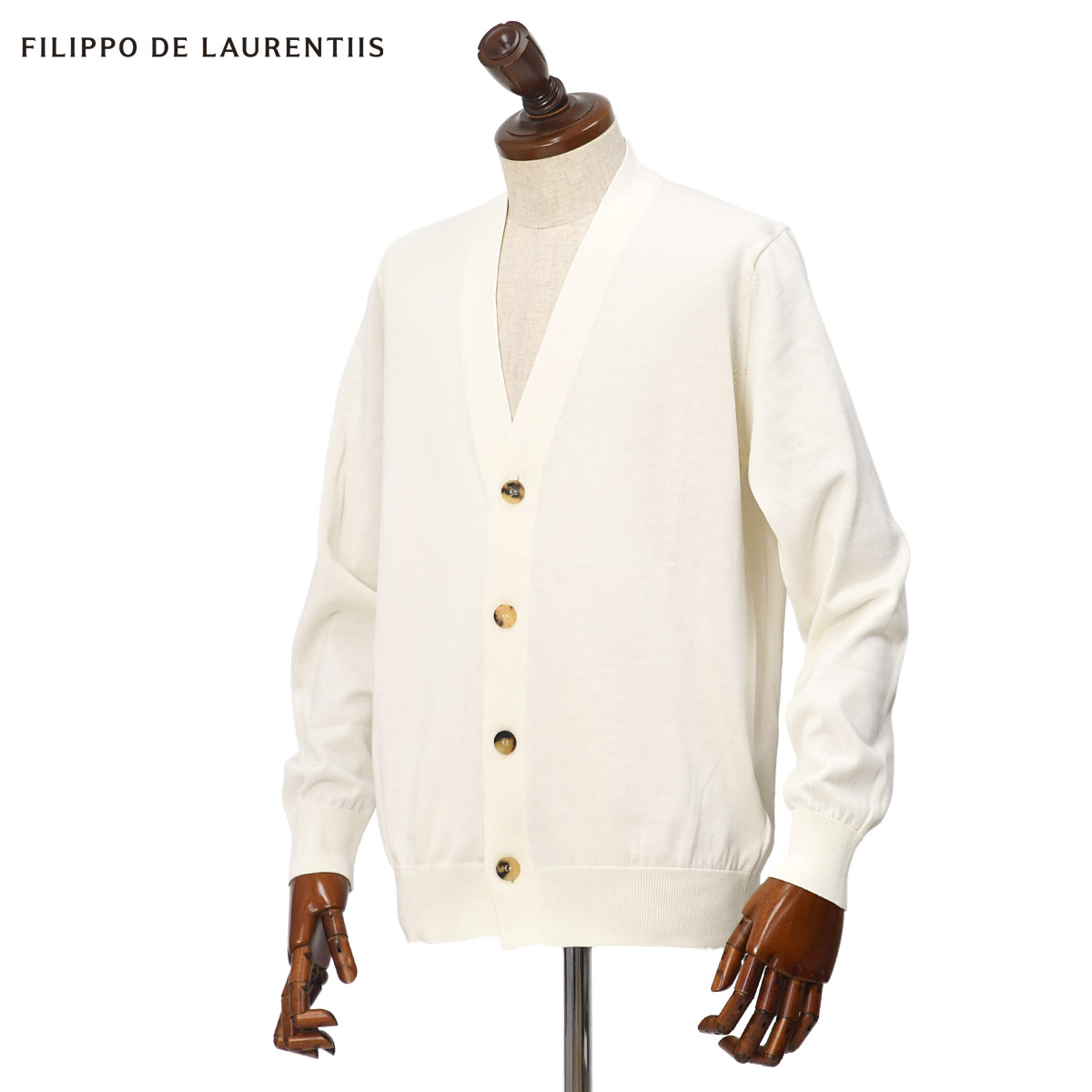 Rakuten - 【6/4(木)20：00〜 最大5,000円オフクーポン】FILIPPO DE LAURENTIIS【フィリッポ デ ローレンティス】カーディガン CB1ML10 20 コットン 12G オフホワイト
