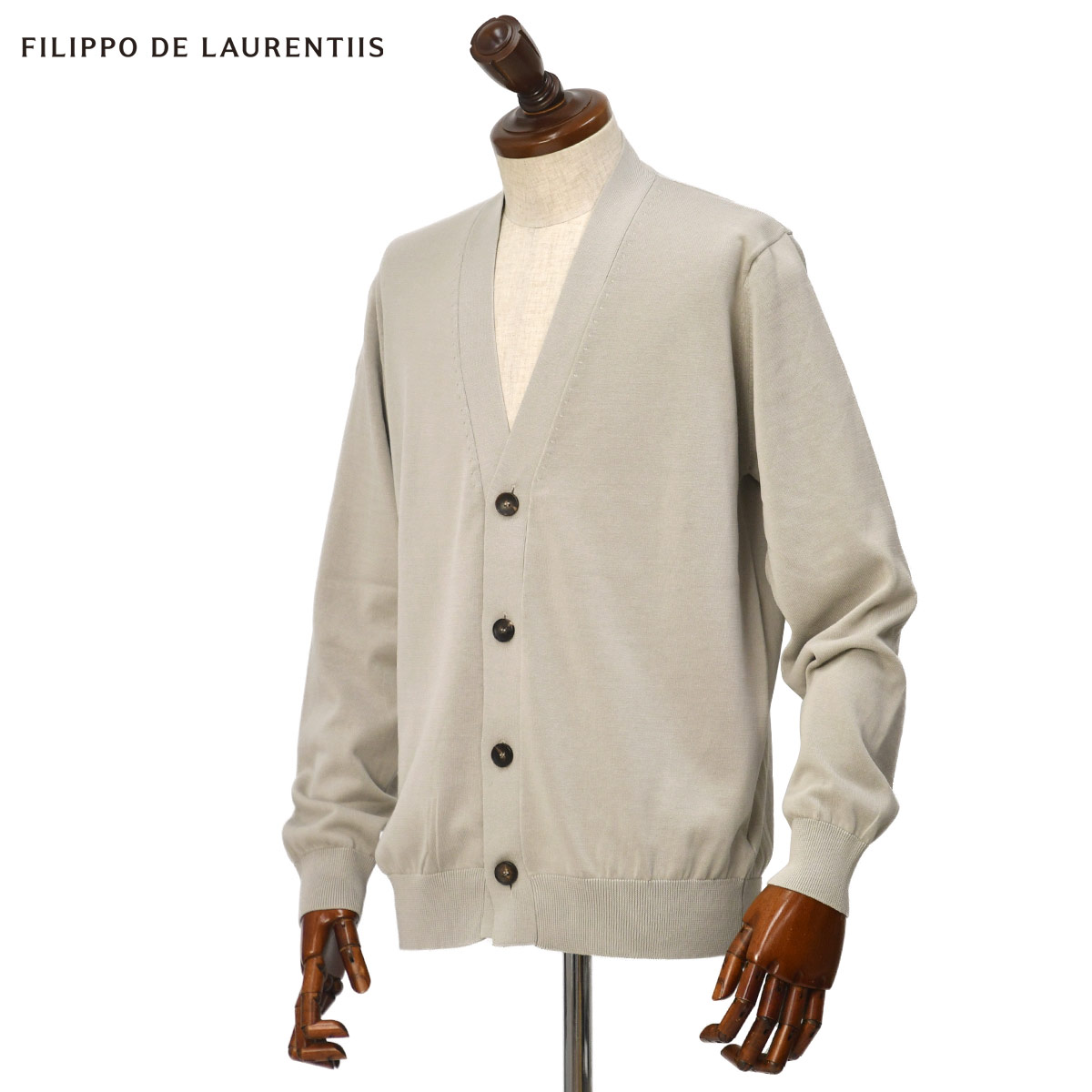 Rakuten - 【最大5,000円オフクーポン】FILIPPO DE LAURENTIIS【フィリッポ デ ローレンティス】カーディガン CB1ML10 902 コットン 12G オイスター
