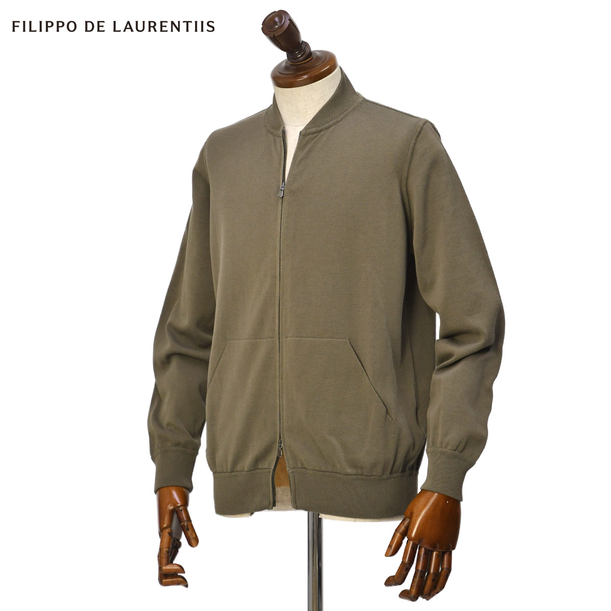Rakuten - 【6/4(木)20：00〜 最大5,000円オフクーポン】FILIPPO DE LAURENTIIS【フィリッポ デ ローレンティス】フルジップニット BZ1ML2AT10 CR12 530 12G クレープコットン グレイジュ