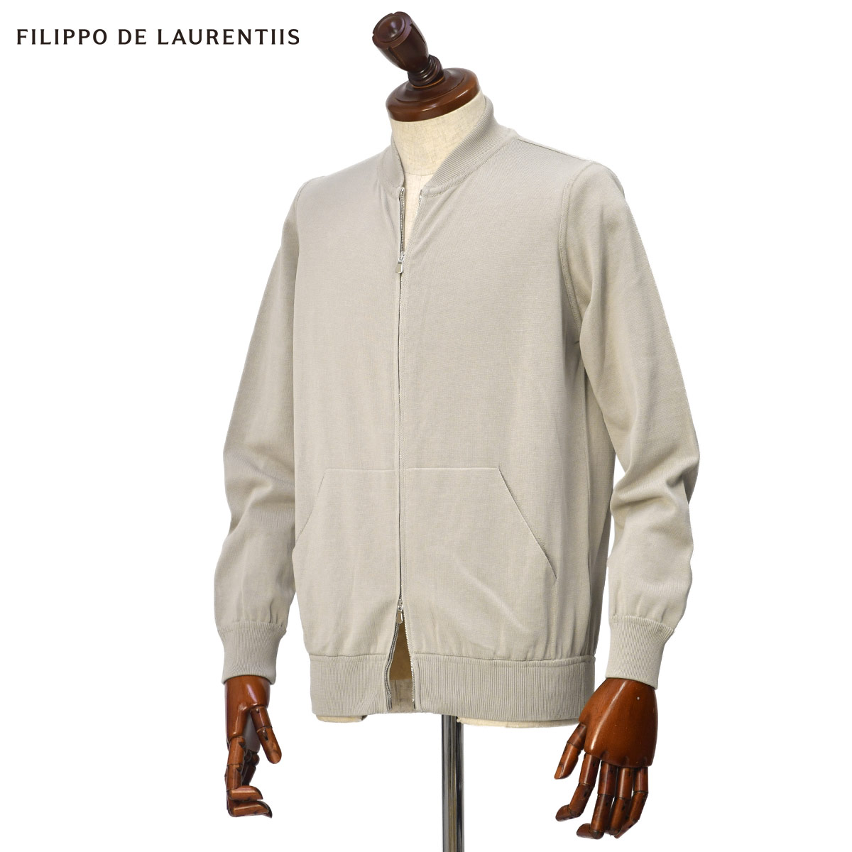 Rakuten - 【最大5,000円オフクーポン】FILIPPO DE LAURENTIIS【フィリッポ デ ローレンティス】フルジップニット BZ1ML2AT10 CR12 902 12G クレープコットン アイボリー