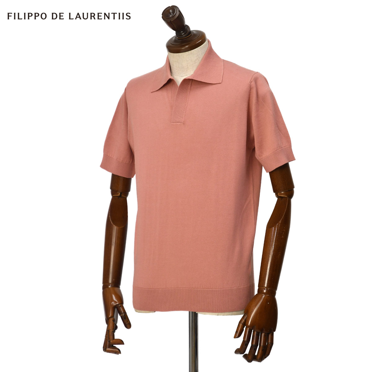 FILIPPO DE LAURENTIIS【フィリッポ デ ローレンティス】スキッパーポロ PL1MCSK46 SU12R 400 ギザコットン 12G フラミンゴピンク